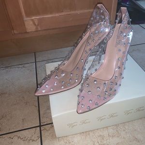 Clear pointy toe heels